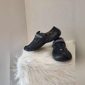Doggers Stylish Black Studded Clogs, Size 8/9